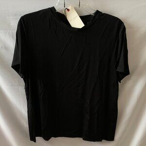 TED BAKER LONDON Spring Fling Crepe Semi-Sheer Tee in Rich Black Sz LARGE